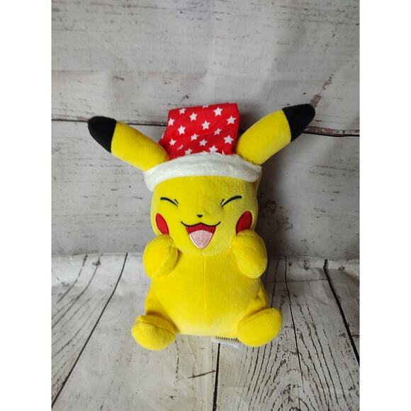 Pikachu Plush With Santa Hat Christmas Pokemon - Picture 1 of 8